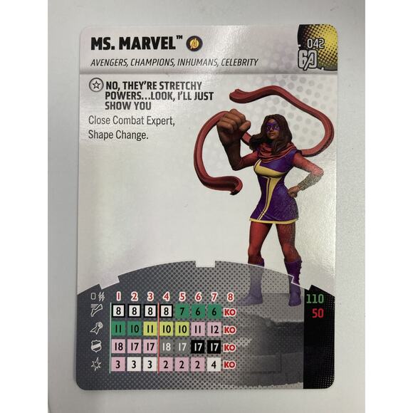Marvel Heroclix Avengers 60th Anniversary Ms. Marvel #42 - Super Rare w/ Card - Picture 7 of 8